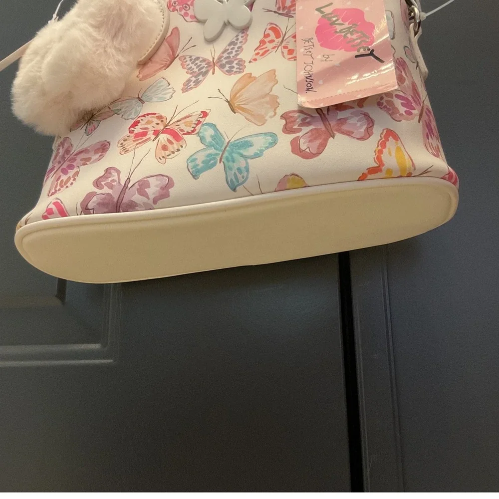 Luv Betsey by Betsey Johnson Butterfly Satchel Crossbody Bag White Multi NWT